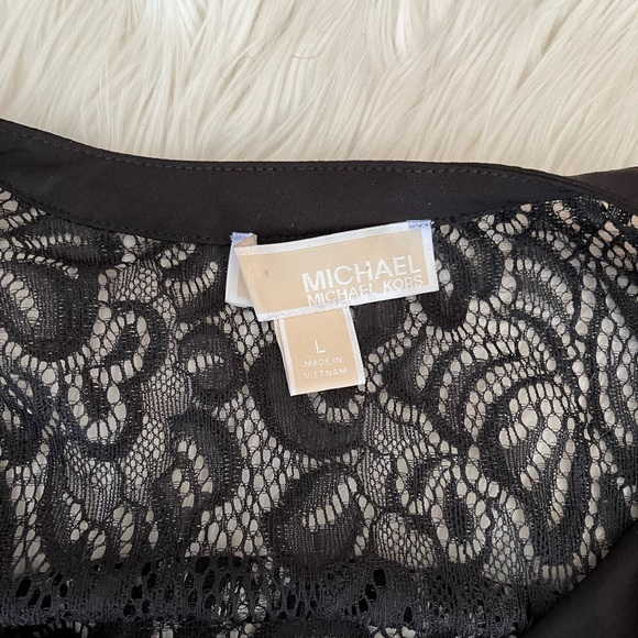 {MICHAEL Michael Kors} Black Tunic Top with Lace & Gold Tassels - Womens Large - Picture 11 of 12